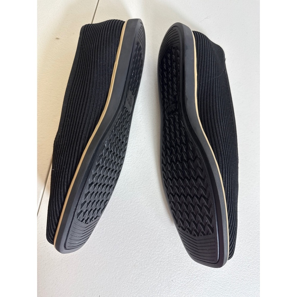 Vivaia Margot 2.0 Black Ribbed Knit Square Toe Flats Sustainable Shoes 41.5 10.5 - Picture 2 of 10